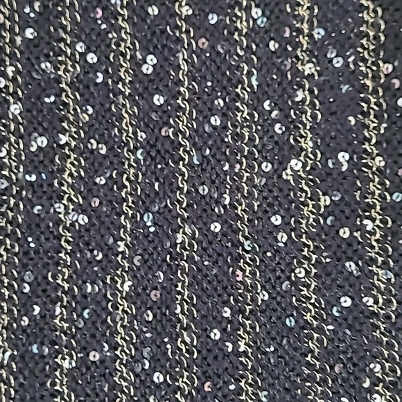 Chico's Black & Gold Striped Sweater with Sequins size 2 (Large) - Picture 4 of 9